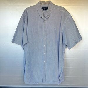 RALPH LAUREN Golf Short Sleeve Shirt Blue White plaid Size XXL